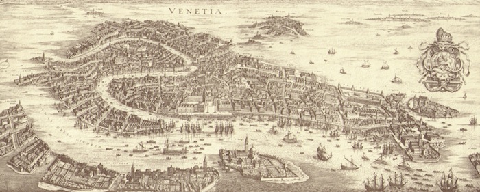Ansicht Venedigs von der Seeseite aus: Campanile, Palazzo Ducale, Kuppel von San Marco