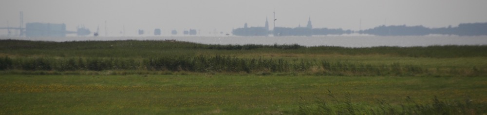 Die Skyline von Stralsund von Neuendorf aus.