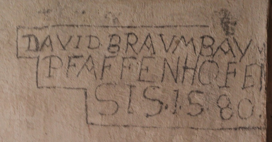 Graffiti der Klosterschüler: David Braumbau, Pfaffenhofen sis (du lebest<ich nicht>), 1580
